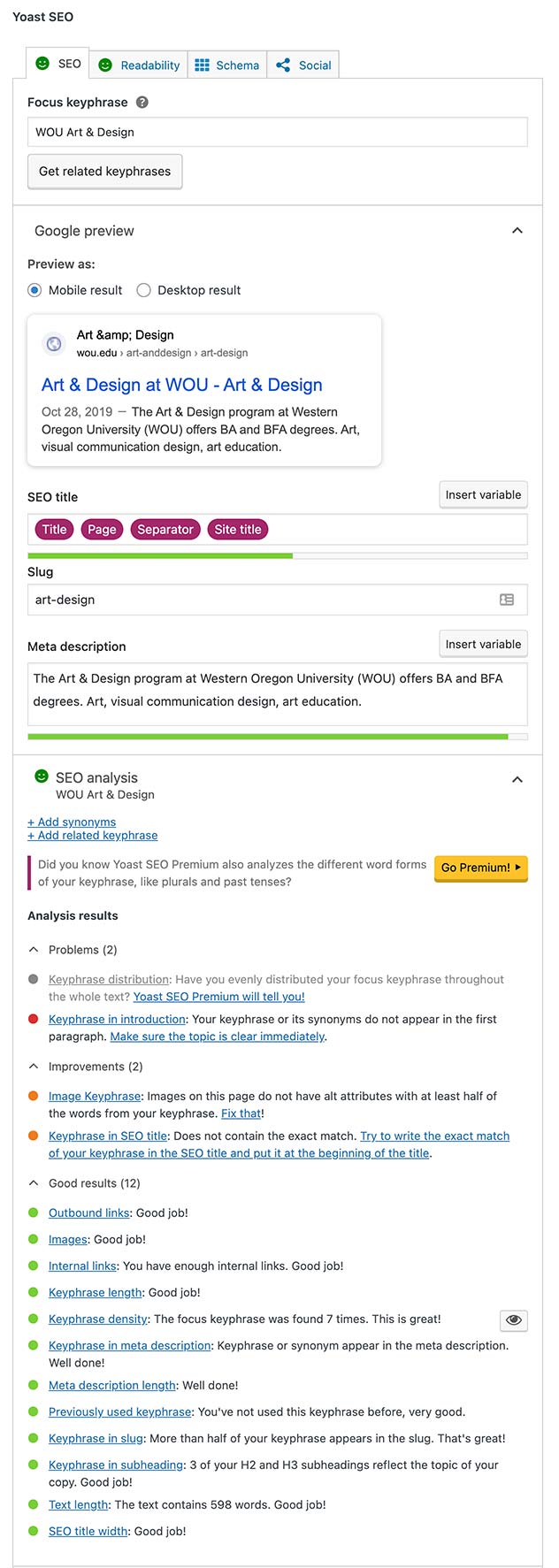 Yoast1 Screenshot of Yoast plugin