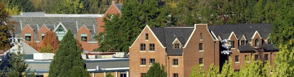 Color photograph overlooking several buildings of WOU campus.
