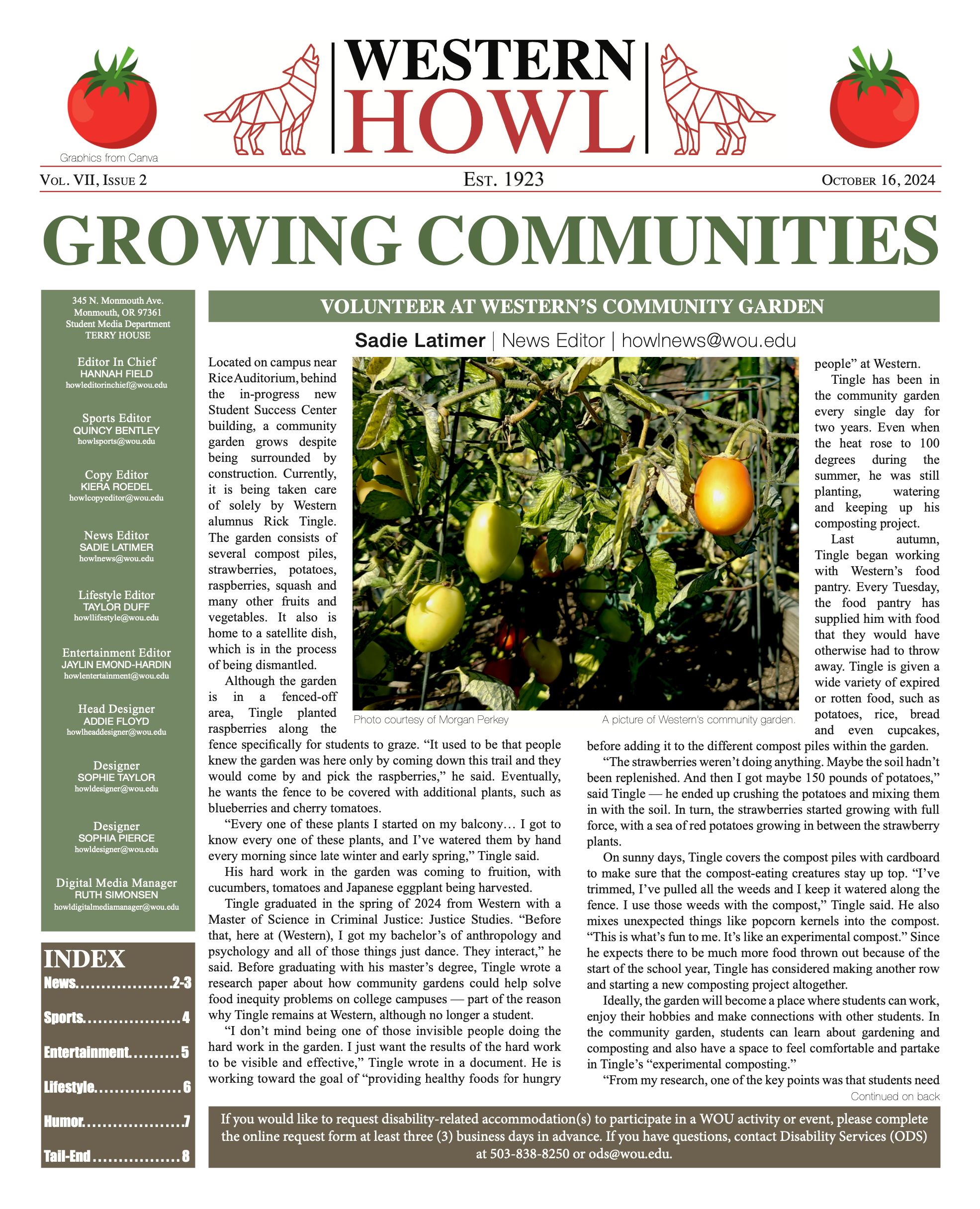 Western Howl Vol. VII, Issue 2 - October 16, 2024